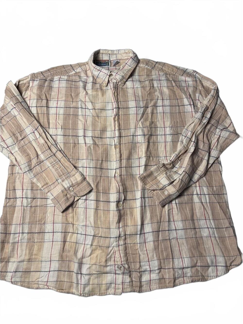 Big Creek Clothing Co 3X Beige Plaid Cotton Button-Up Shirt
